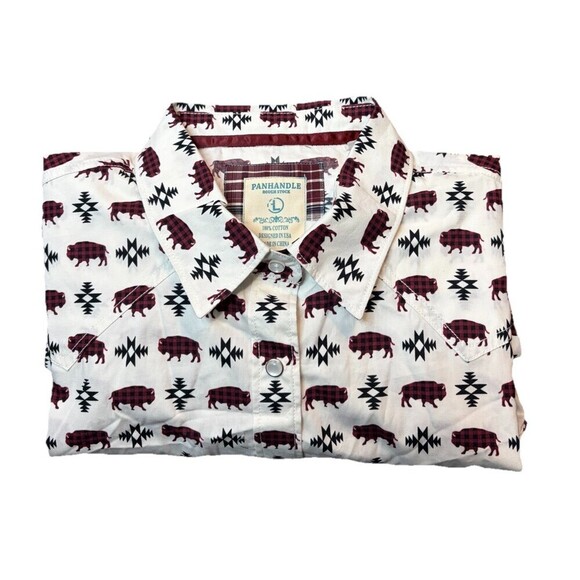Panhandle Slim Other - Mens Rough Stock Panhandle Slim Pearl Snap Shirt Long Sleeve Plaid SZ L